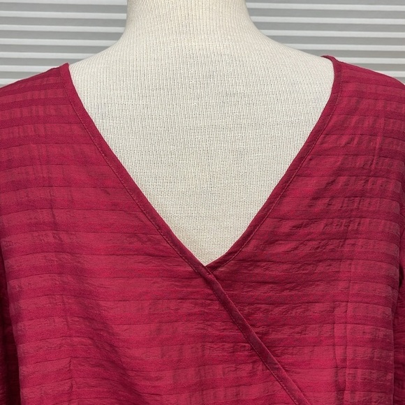 LOFT NWT Berry Striped V Wrap Back Long Sleeve Cropped Top Size Small - Picture 7 of 12